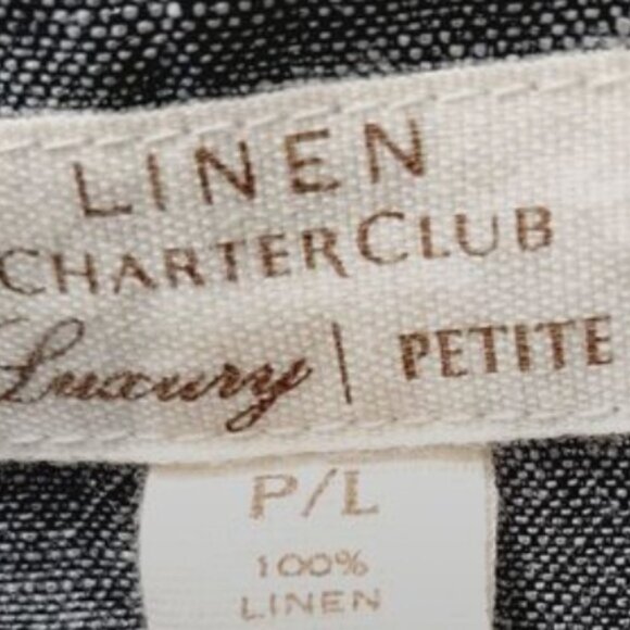 CHARTER CLUB / 100% Linen Utility Sleeve Jacket Metallic Silver Gray Sz L Petite - Picture 14 of 14